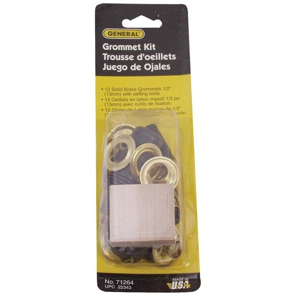 General Tools Grommet Kit, Brass, Black Oxide 71264 Zoro